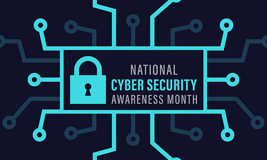 National cyber security awareness month is observed every year in october. Cyber security banner vector isolated on background. Concept design for poster, greeting card and banner website.